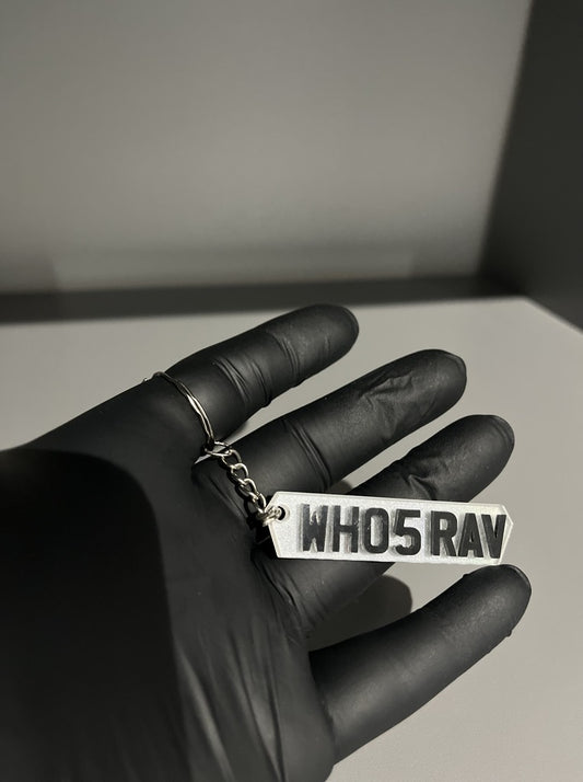 HEX Cut Number Plate Key Ring 4D Laser Cut